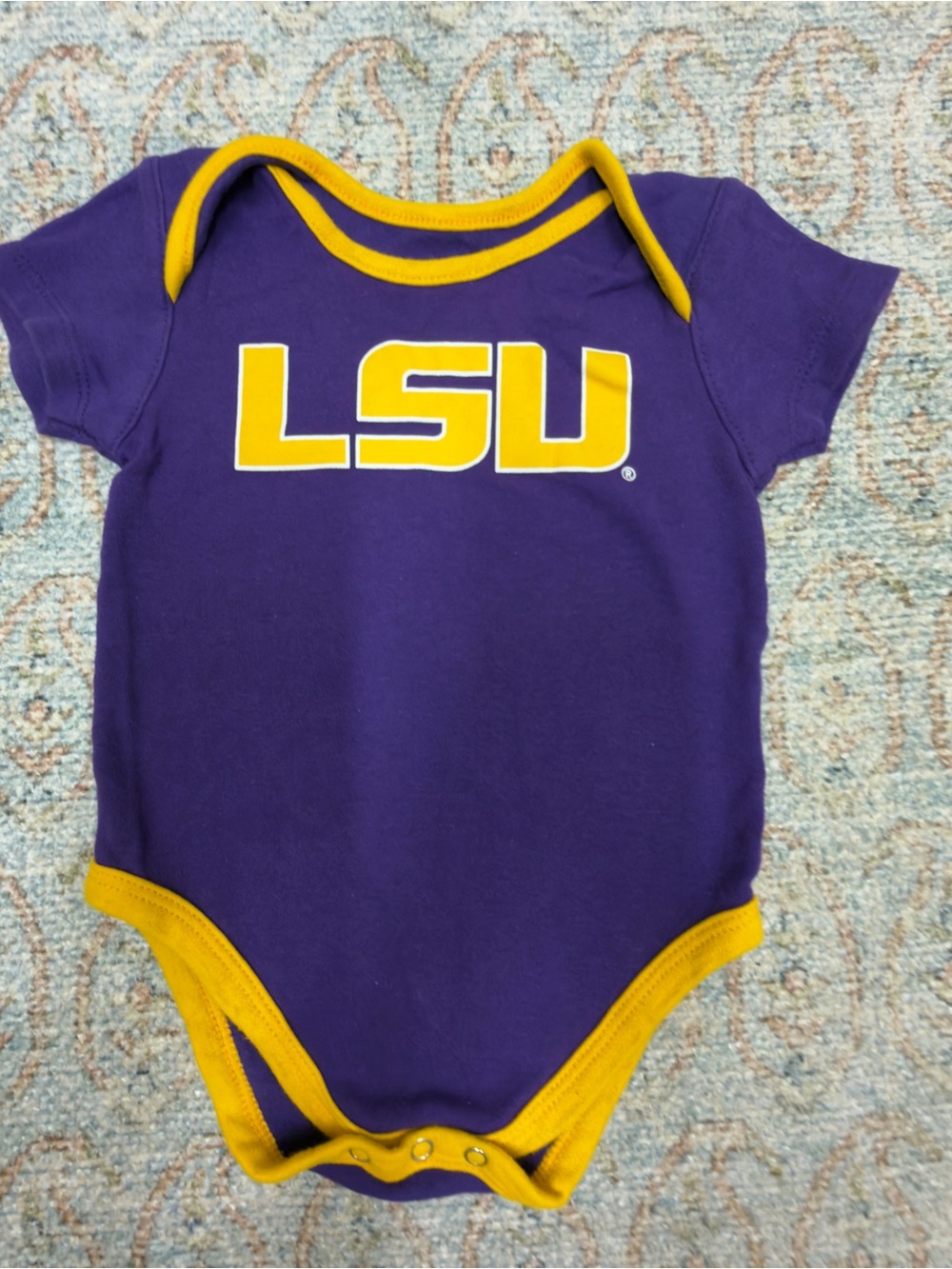 LSU Infant One-Piece Bodysuit in Purple with Gold Trim size 18m 100-% cotton